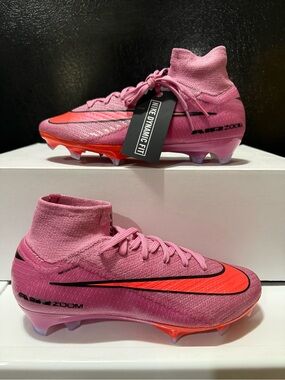 Nike Men's Pink and Orange Athletic Soccer Cleats